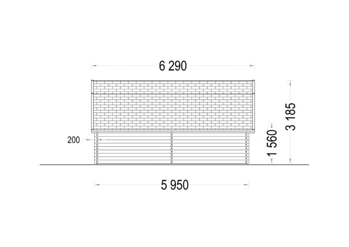 Holzgarage Kansas (44mm), 5x6m, 30m²