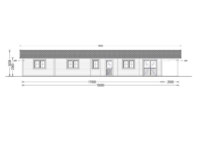 Blockbohlenhaus BIRGIT (66mm), 6x19m, 114m²