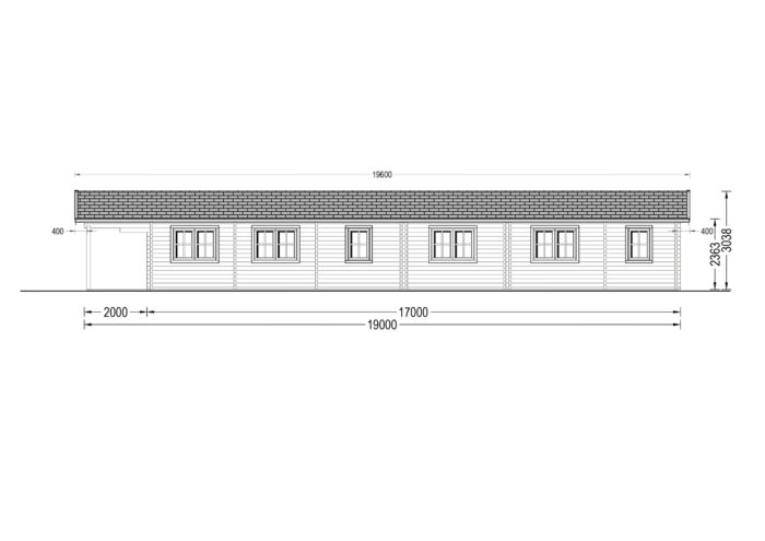 Blockbohlenhaus BIRGIT (66mm), 6x19m, 114m²