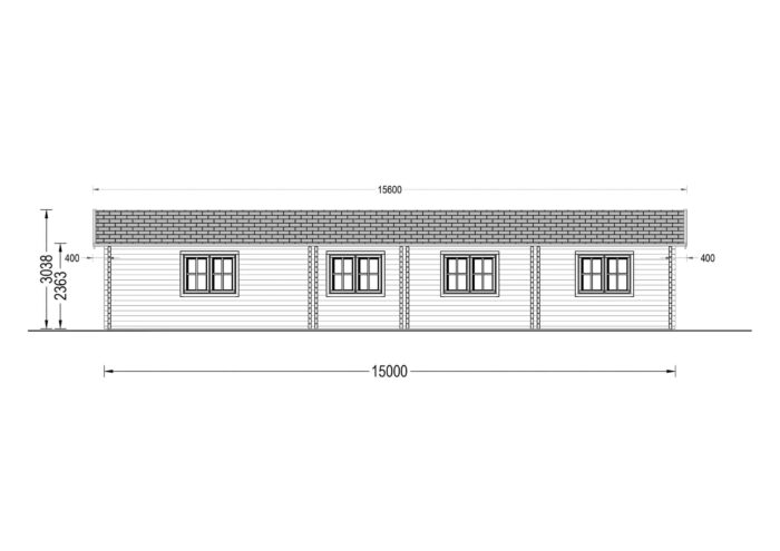 Blockbohlenhaus BOZEN (66mm), 15x6m, 90m²