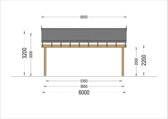 Doppelcarport mit Seitenwand Sandra +, 6x6 m