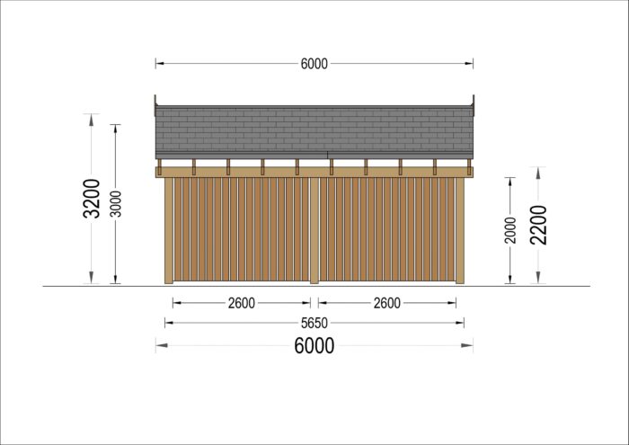 Doppelcarport mit Seitenwand Sandra +, 6x6 m