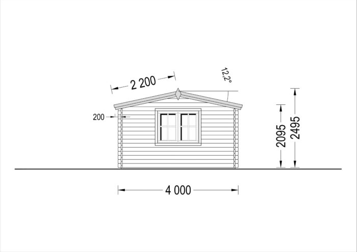 Carport aus Holz 4x5 m mit Schuppen und Seitenwand (44mm), 4x2.5m