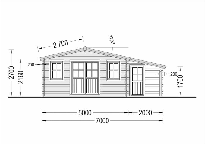 Premium Gartenhaus CLAUDIA (44mm) 28m²