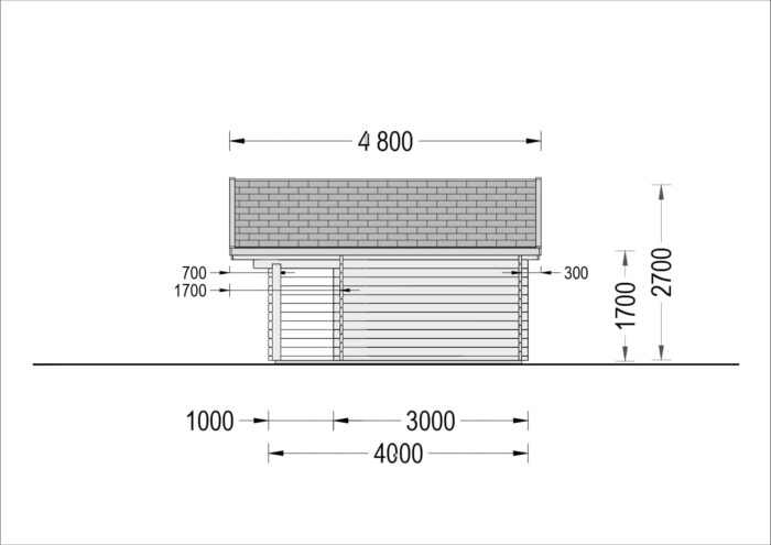 Premium Gartenhaus CLAUDIA (66mm) 28m², 7x4m