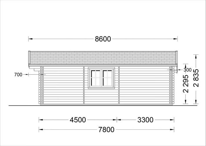 Blockbohlenhaus Daniela (44 + 44mm) 43m²