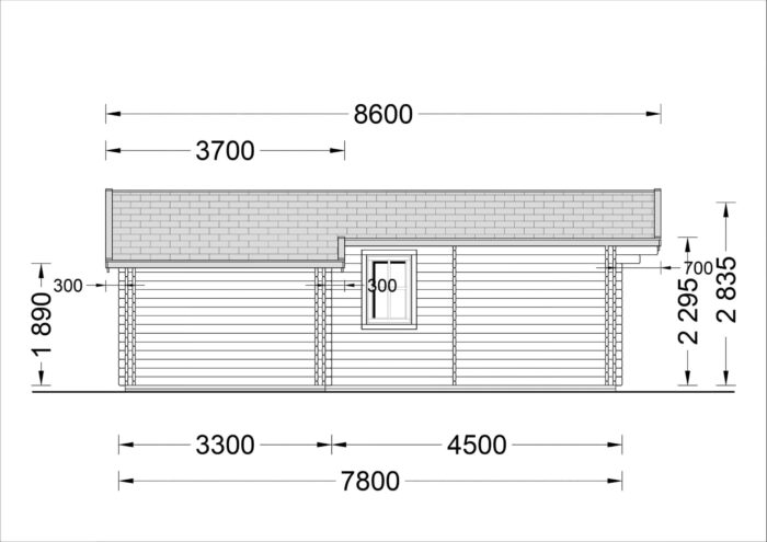 Blockbohlenhaus Daniela (44 + 44mm) 43m²