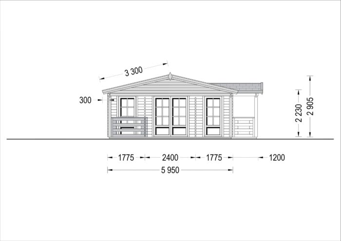 Blockbohlenhaus DORIS (44 mm) 63 m² mit Terrasse