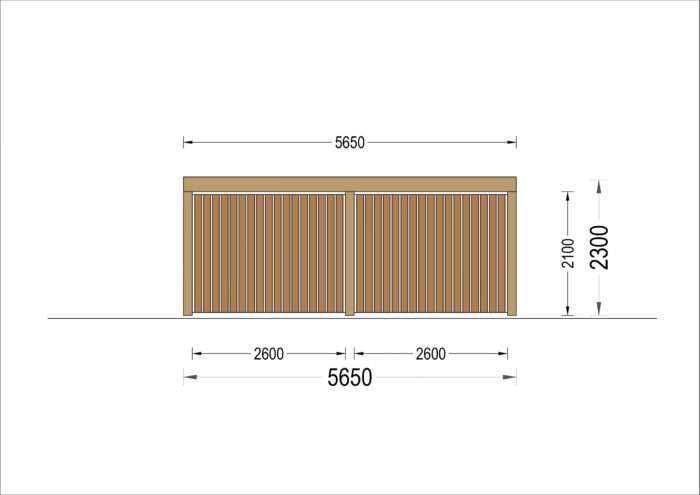 Carport aus Holz für 2 Autos mit Schuppen und Seitenwand, 7.6x5.6 m