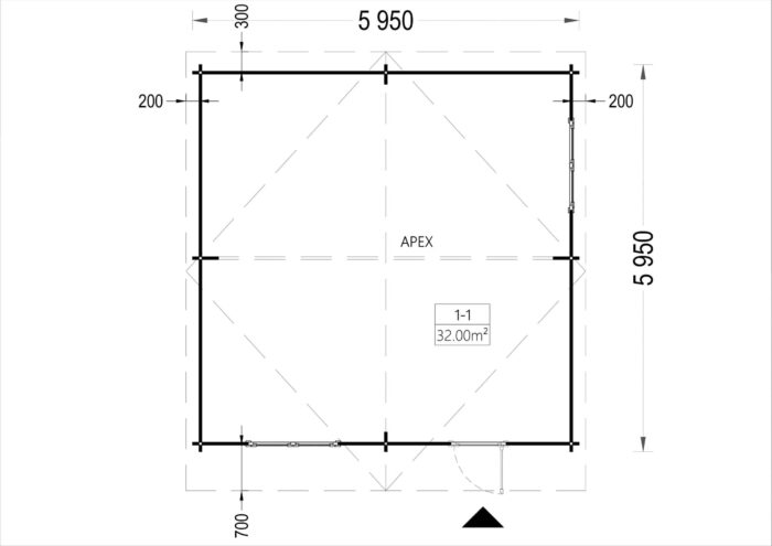 Gartenhaus Donau (44mm) 6x6m, 36m²