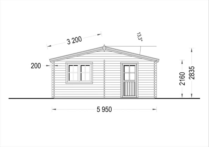 Gartenhaus Donau (44mm) 6x6m, 36m²