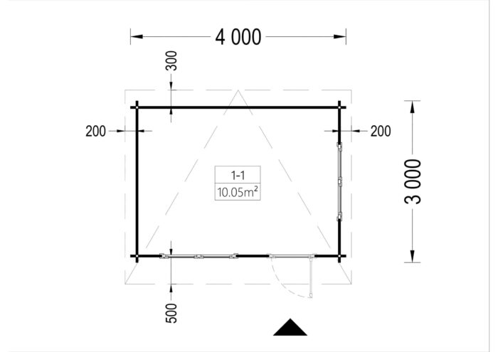 Gartenhaus Donau 4x3 m, 12 m² mit Flachdach