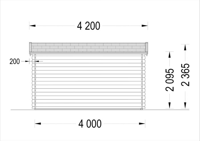 Gartenhaus Donau 4x3 m, 12 m² mit Flachdach