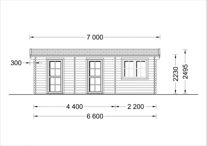 Premium Gartenhaus ELENA, 6.6 x 3 m, 20 m²