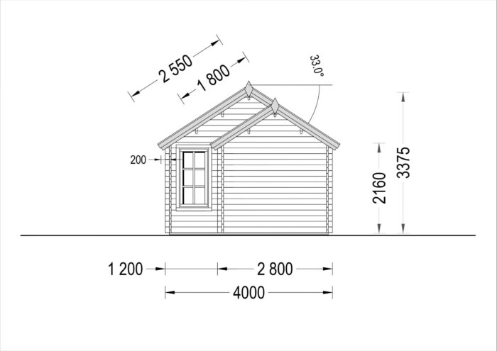 Blockbohlenhaus ERWIN (44 mm) 28 m²