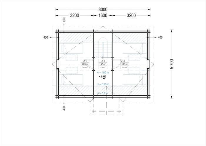 Blockbohlenhaus ERNI (44 + 44mm) 70m²