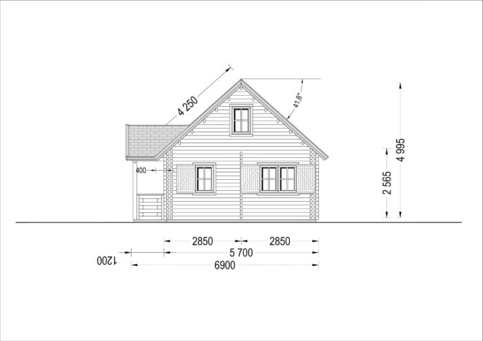 Blockbohlenhaus ERNI (44 + 44mm) 70m²