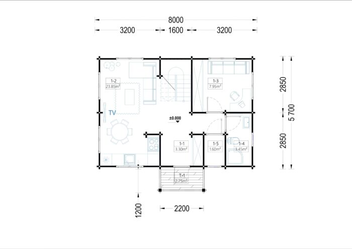 Blockbohlenhaus ERNI (66mm) 70m²