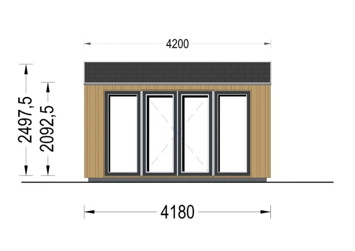 Gartenhaus ERMONES (34mm + Holzverschalung), 4x3m, 12m²