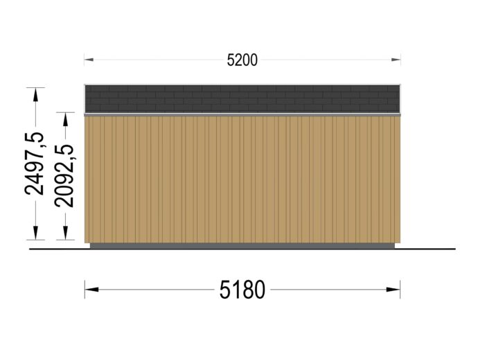 Gartenhaus ERMONES (34mm + Holzverschalung), 5x3m, 15m²