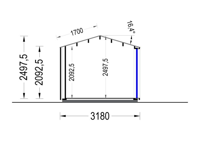 Gartenhaus ERMONES (34mm + Holzverschalung), 5x3m, 15m²