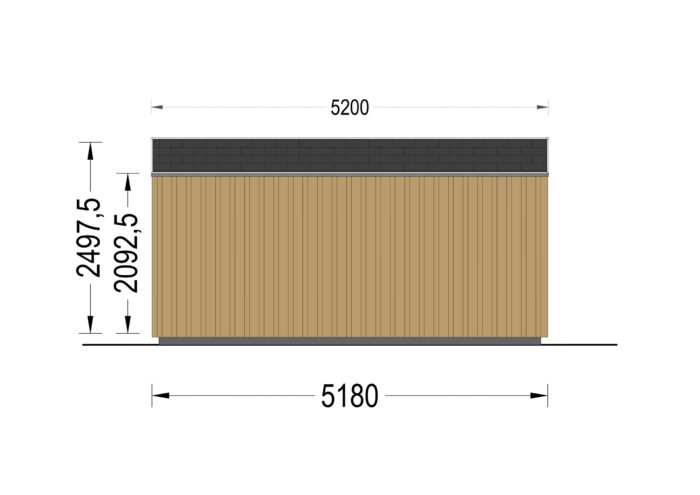 Gartenhaus ERMONES (34mm + Holzverschalung), 5x4m, 20m²