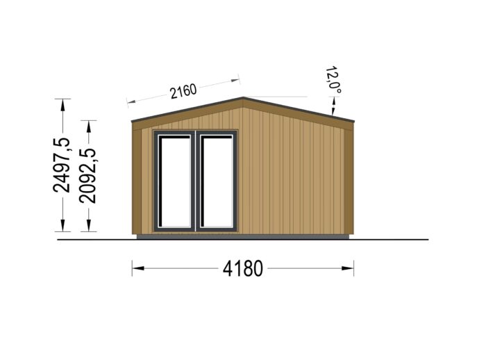 Gartenhaus ERMONES (34mm + Holzverschalung), 5x4m, 20m²