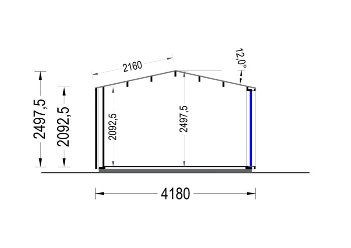 Gartenhaus ERMONES (34mm + Holzverschalung), 5x4m, 20m²