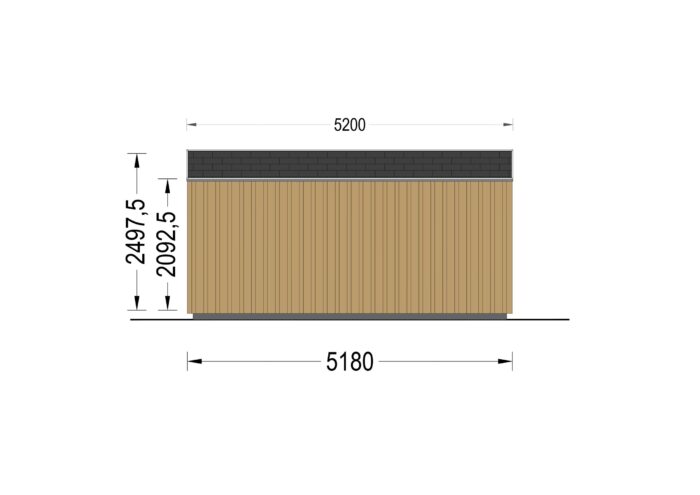 Gartenhaus ERMONES (34mm + Holzverschalung), 5x5m, 25m²