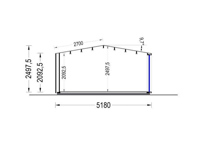 Gartenhaus ERMONES (34mm + Holzverschalung), 5x5m, 25m²