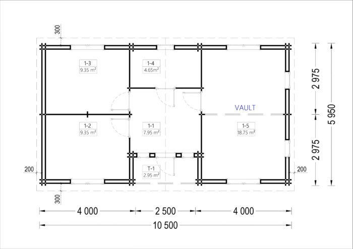 Premium Blockbohlenhaus FRITZ (44 + 44mm) 60m²