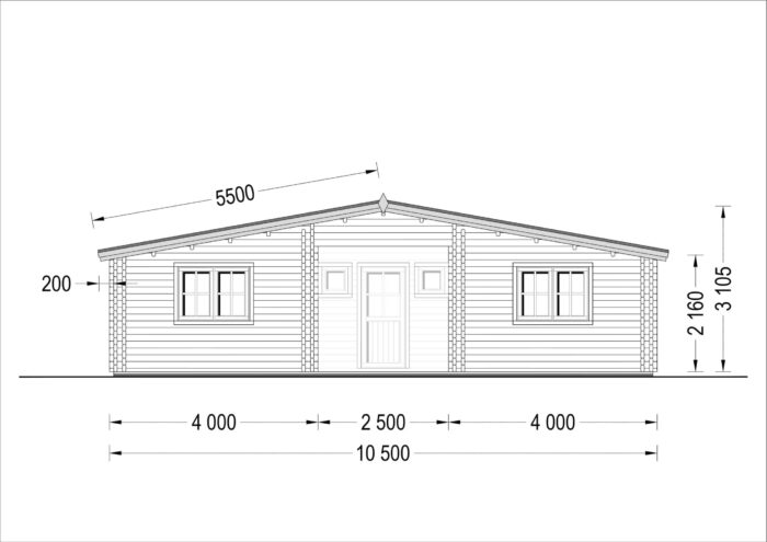 Premium Blockbohlenhaus FRITZ (44 + 44mm) 60m²