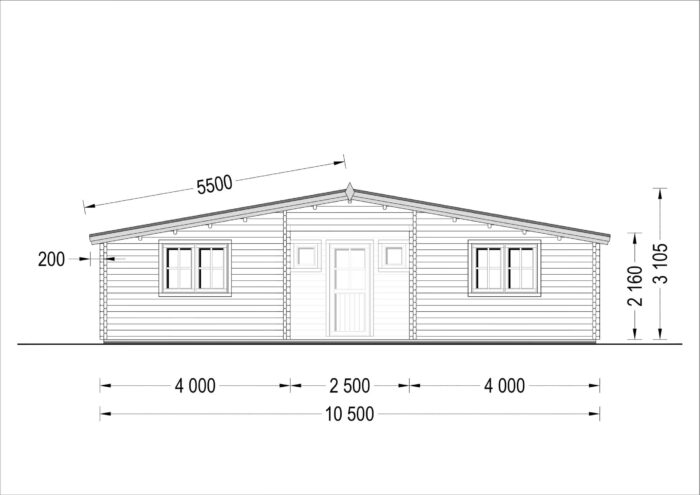 Premium Blockbohlenhaus FRITZ (44mm) 60m²