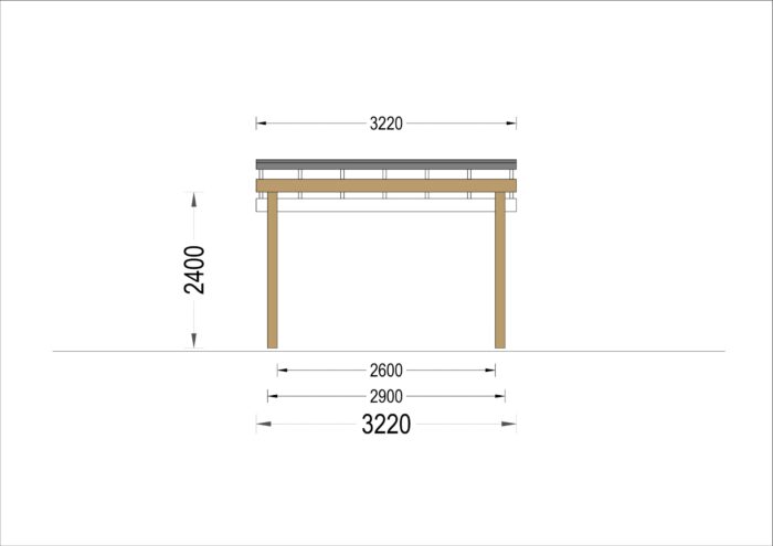 Carport mit L-förmiger Wand, 6x6m