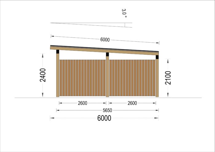 Carport mit L-förmiger Wand, 6x6m