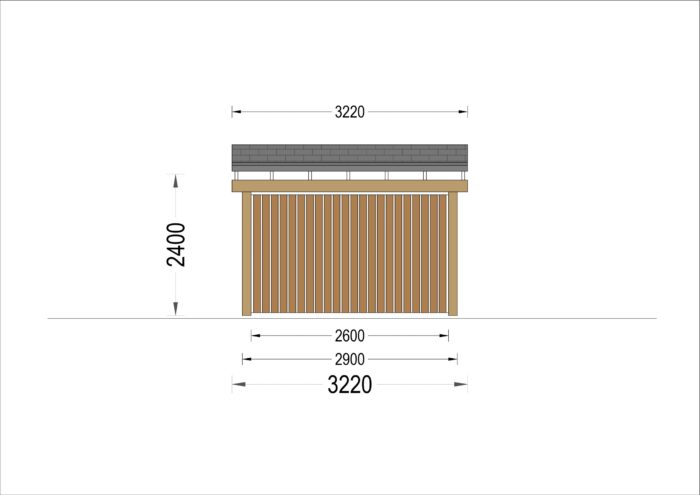 Carport mit L-förmiger Wand, 6x6m