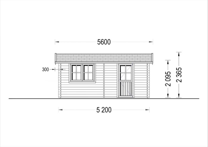 Einzelgarage aus Holz(44 mm), 3.2x5.2m, 16 m²