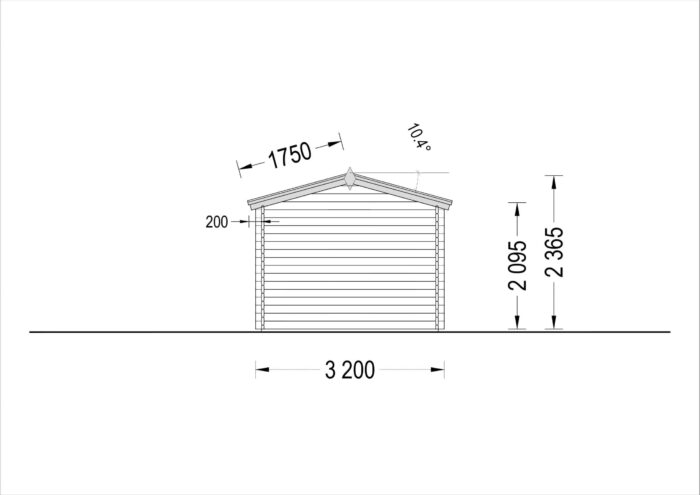 Einzelgarage aus Holz(44 mm), 3.2x5.2m, 16 m²