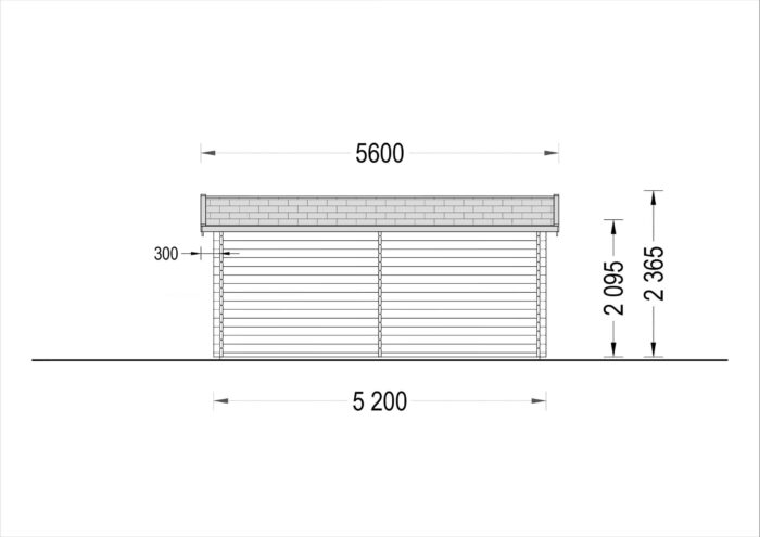 Einzelgarage aus Holz(44 mm), 3.2x5.2m, 16 m²