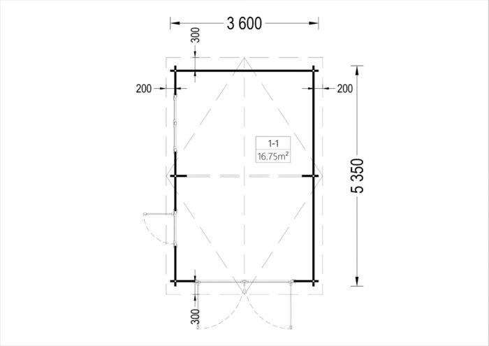 Einzelgarage aus Holz (44 mm), 3.6x5.4 m, 20 m²