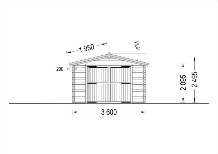 Einzelgarage aus Holz (44 mm), 3.6x5.4 m, 20 m²