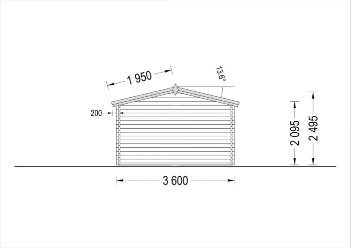 Einzelgarage aus Holz (44 mm), 3.6x5.4 m, 20 m²