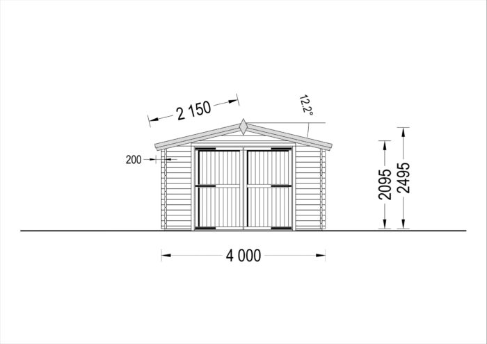 Einzelgarage aus Holz (44 mm), 4x6 m, 24 m²