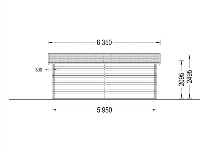 Einzelgarage aus Holz (44 mm), 4x6 m, 24 m²