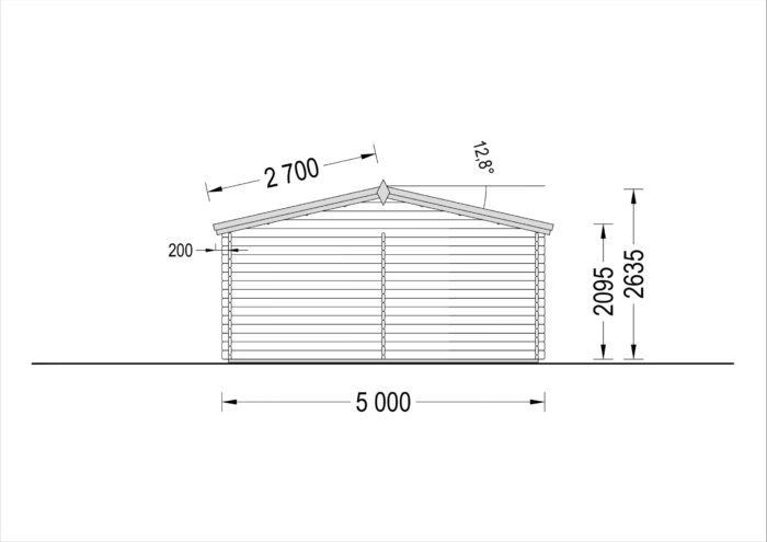 Einzelgarage aus Holz (44mm), 5x6m, 30m²