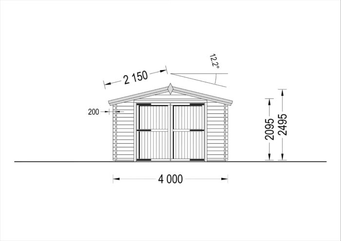 Einzelgarage aus Holz (44 mm), 4x7.5 m, 30 m²