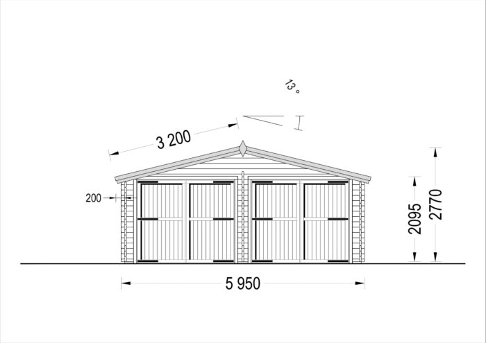 Doppelgarage aus Holz (44mm), 6x8 m, 48m²