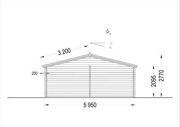 Doppelgarage aus Holz (44mm), 6x8 m, 48m²