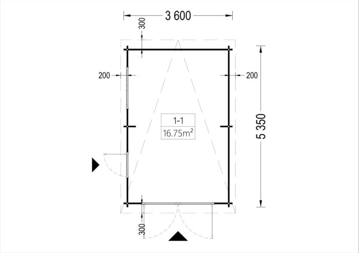 Holzgarage mit Flachdach (44 mm), 3.6x5.4 m, 20 m²