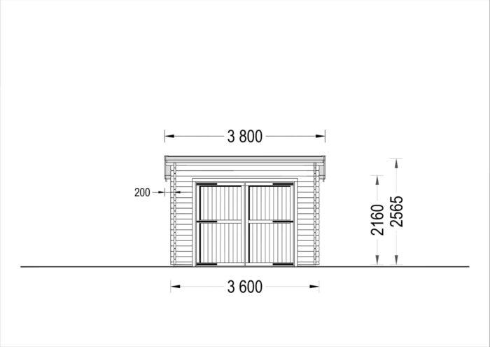 Holzgarage mit Flachdach (44 mm), 3.6x5.4 m, 20 m²